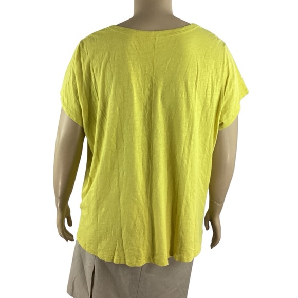 Eileen Fisher Organic Cotton V-Neck Short Sleeve Top Yellow 2X - Picture 5 of 7